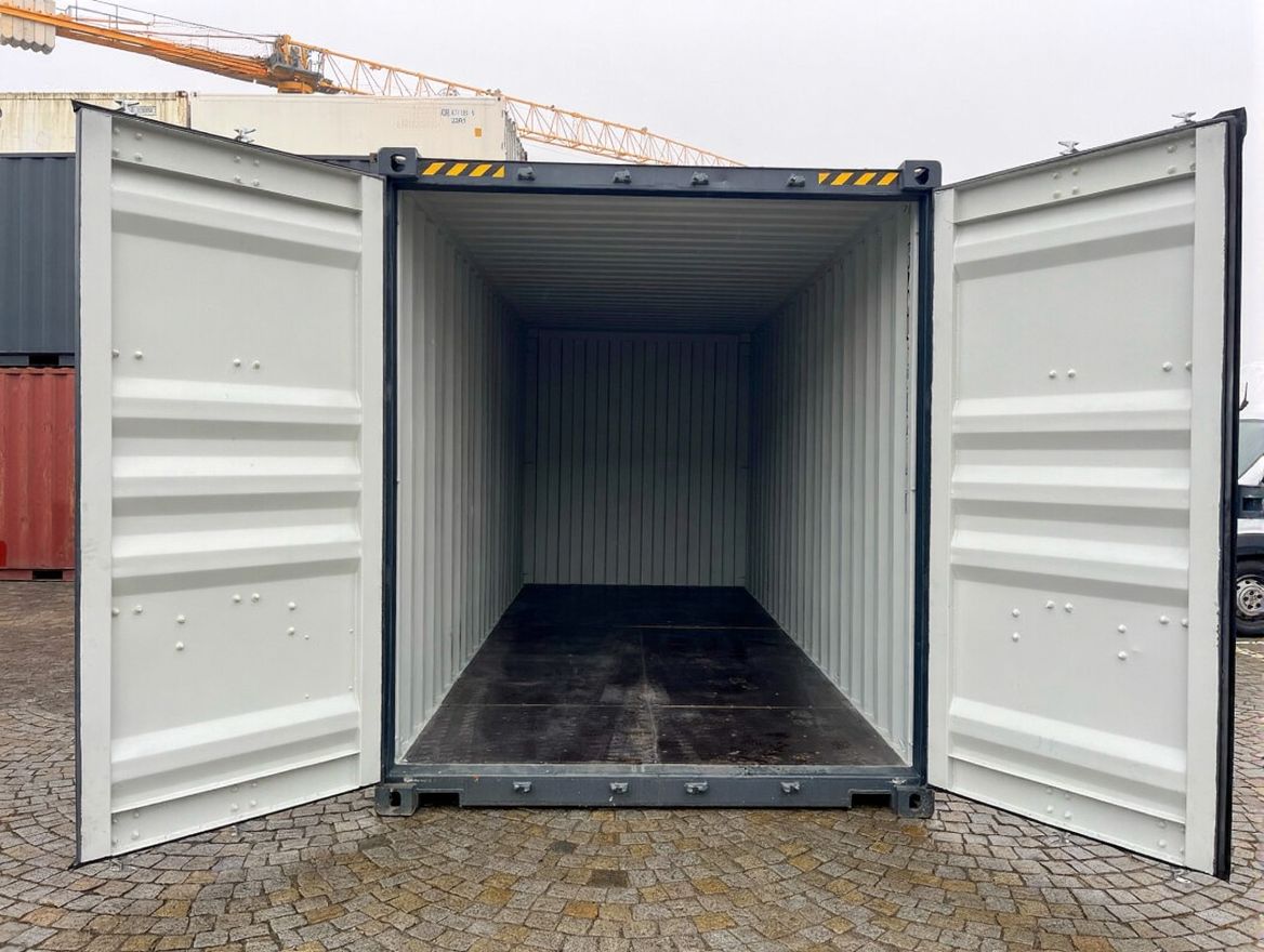 20 fots High Cube antracitgrå intérieur ouvert