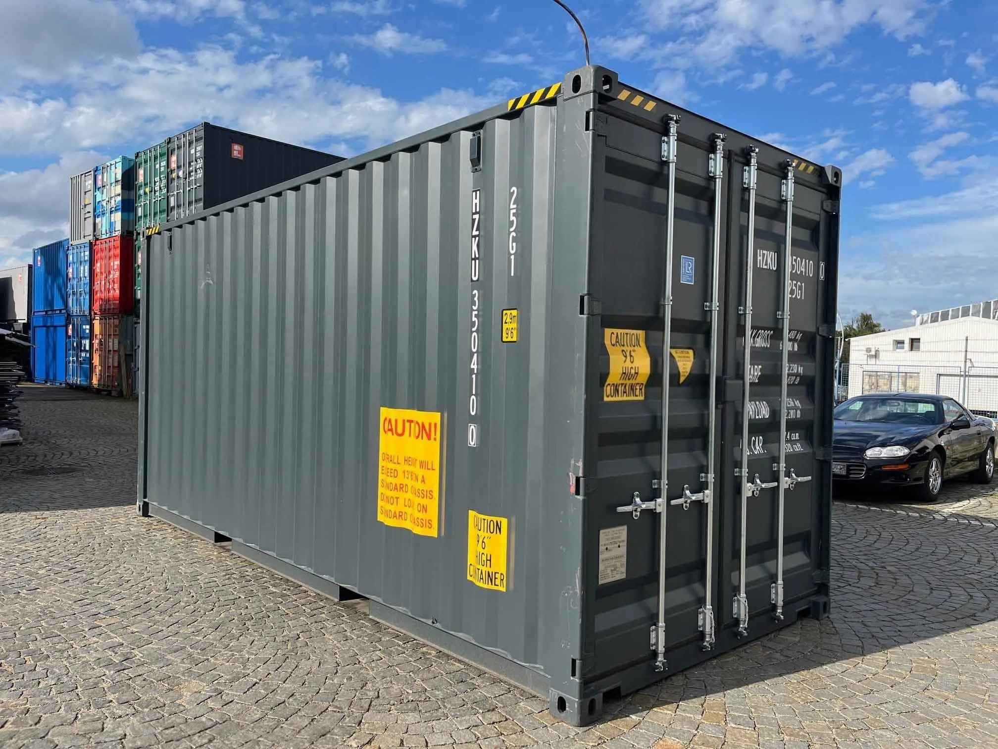 20 fots high cube container antracitgrå 3/4 vue