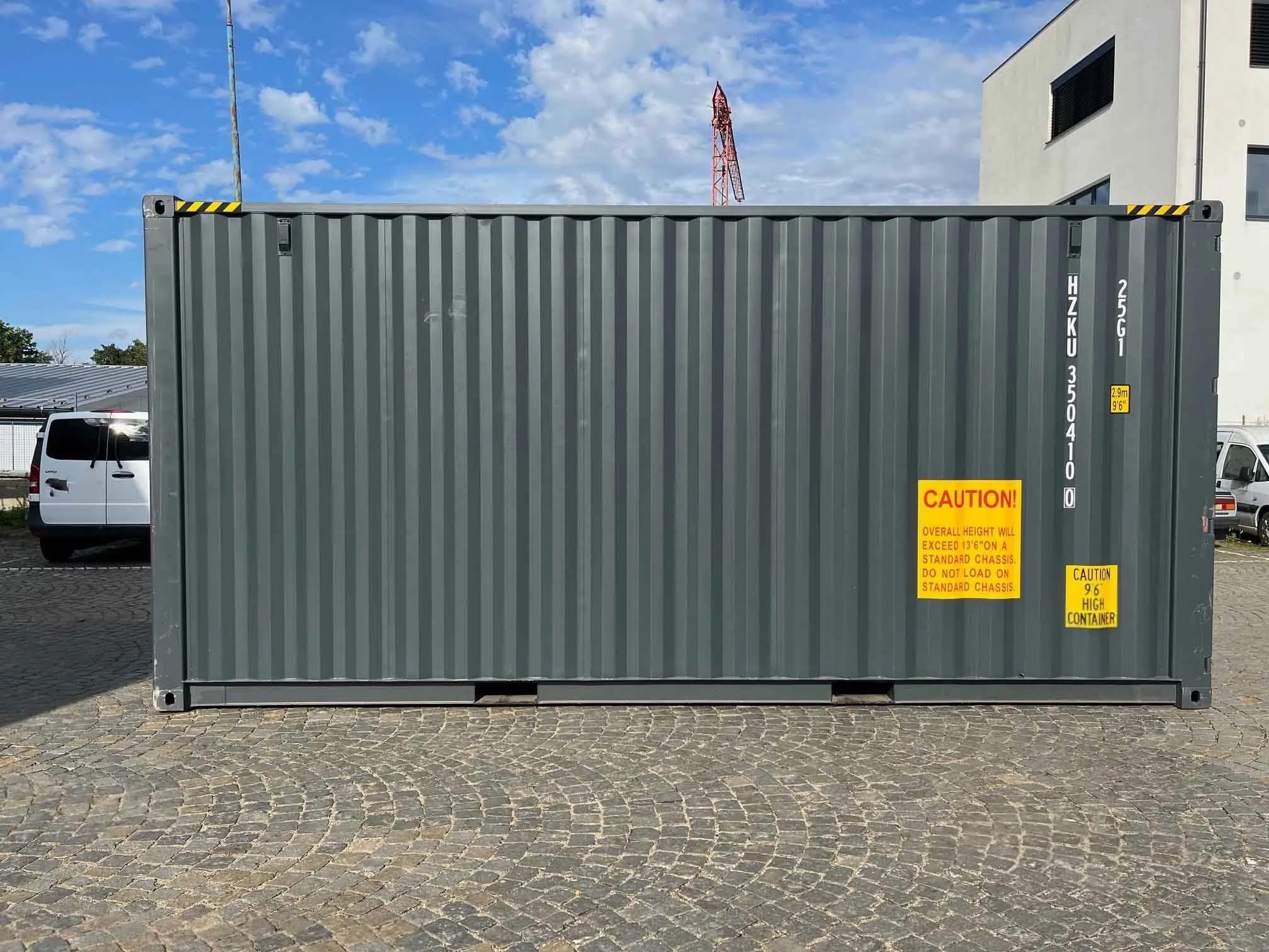20 fots high cube container antracitgrå latérale