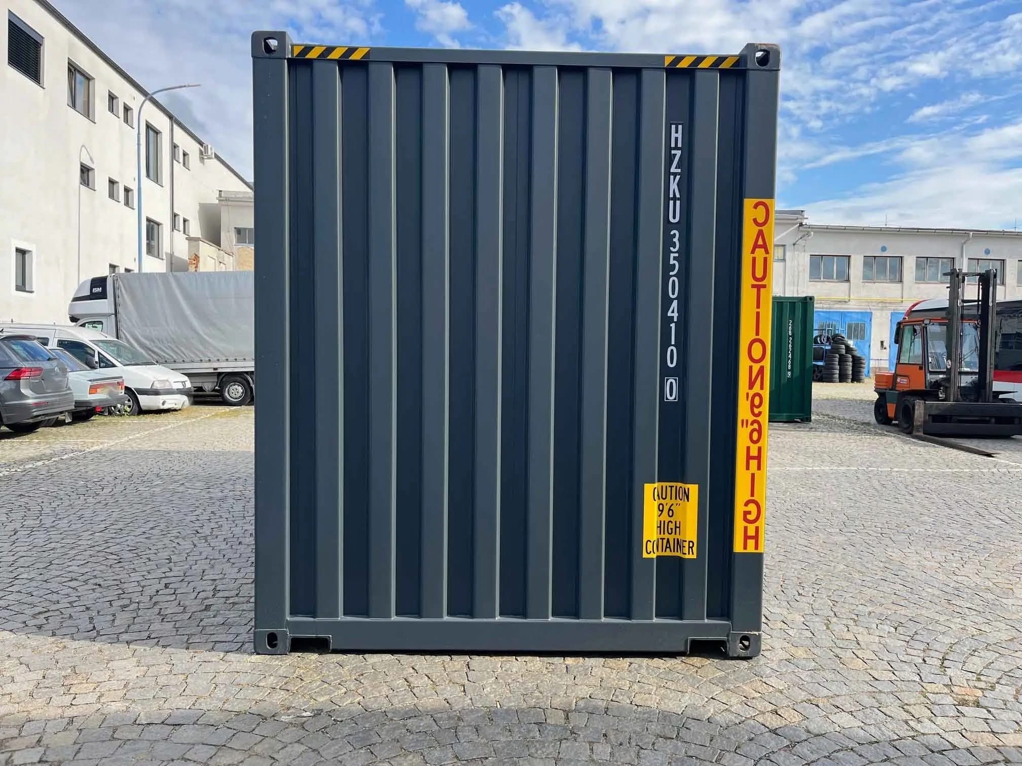 20 fots high cube container antracitgrå gavl