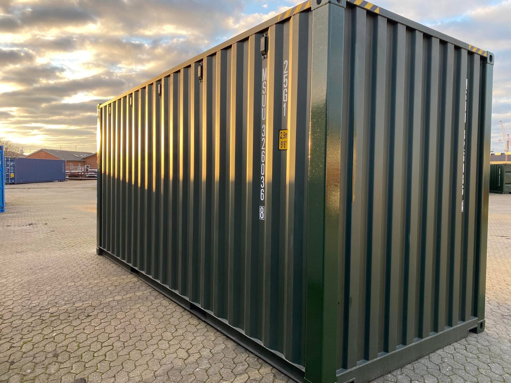 20 fots grøn high cube isolerad container vue latérale