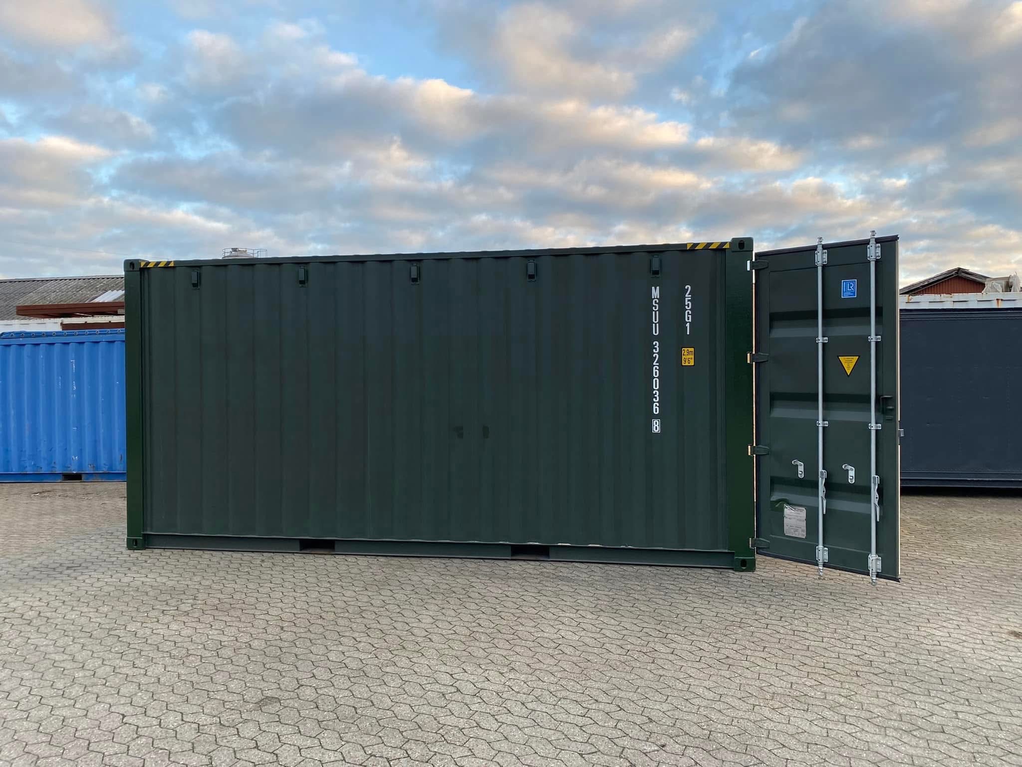 20 fots grøn high cube isolerad container facade porte