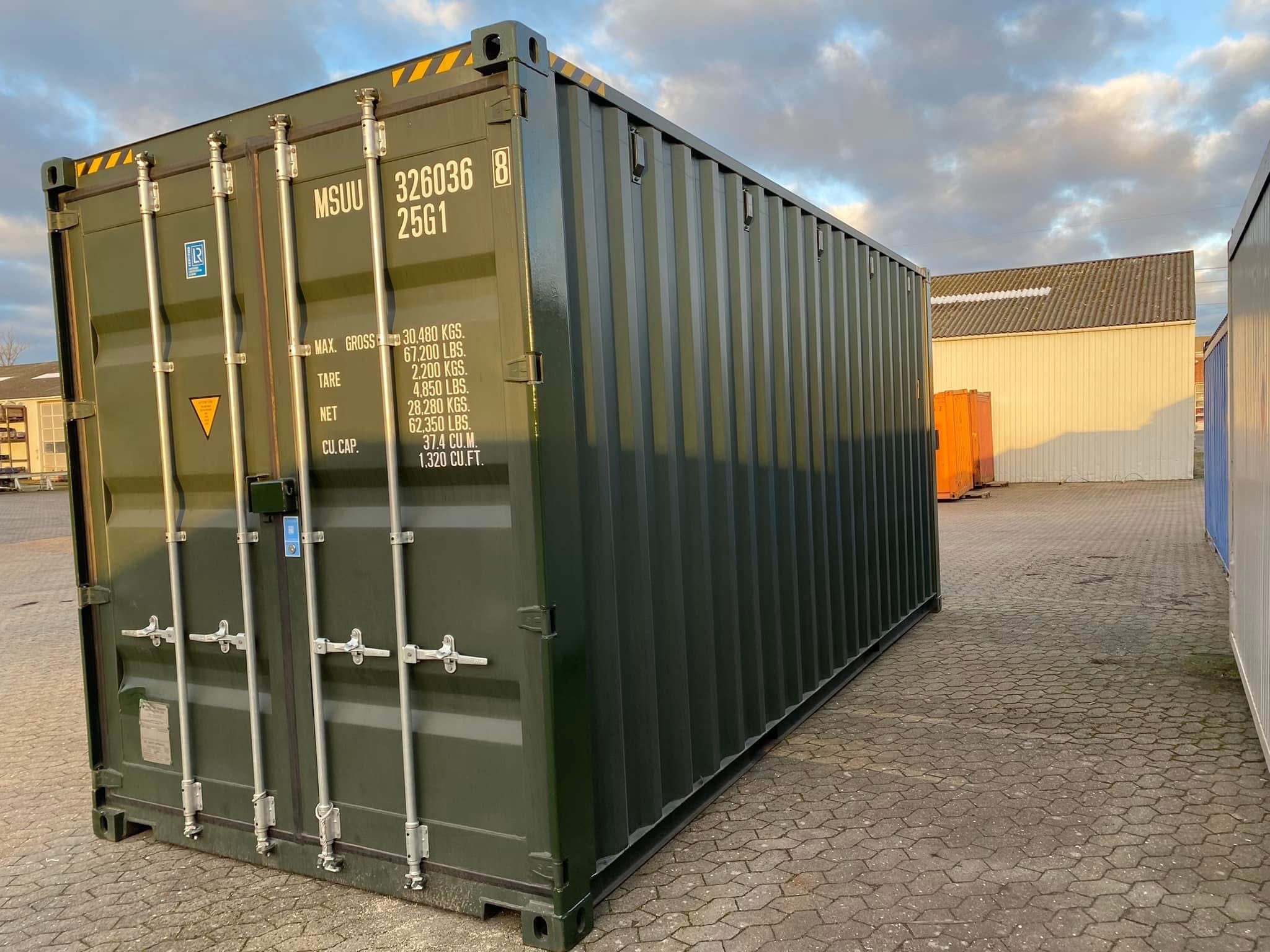 20 fots grøn high cube isolerad container 3/4 vue