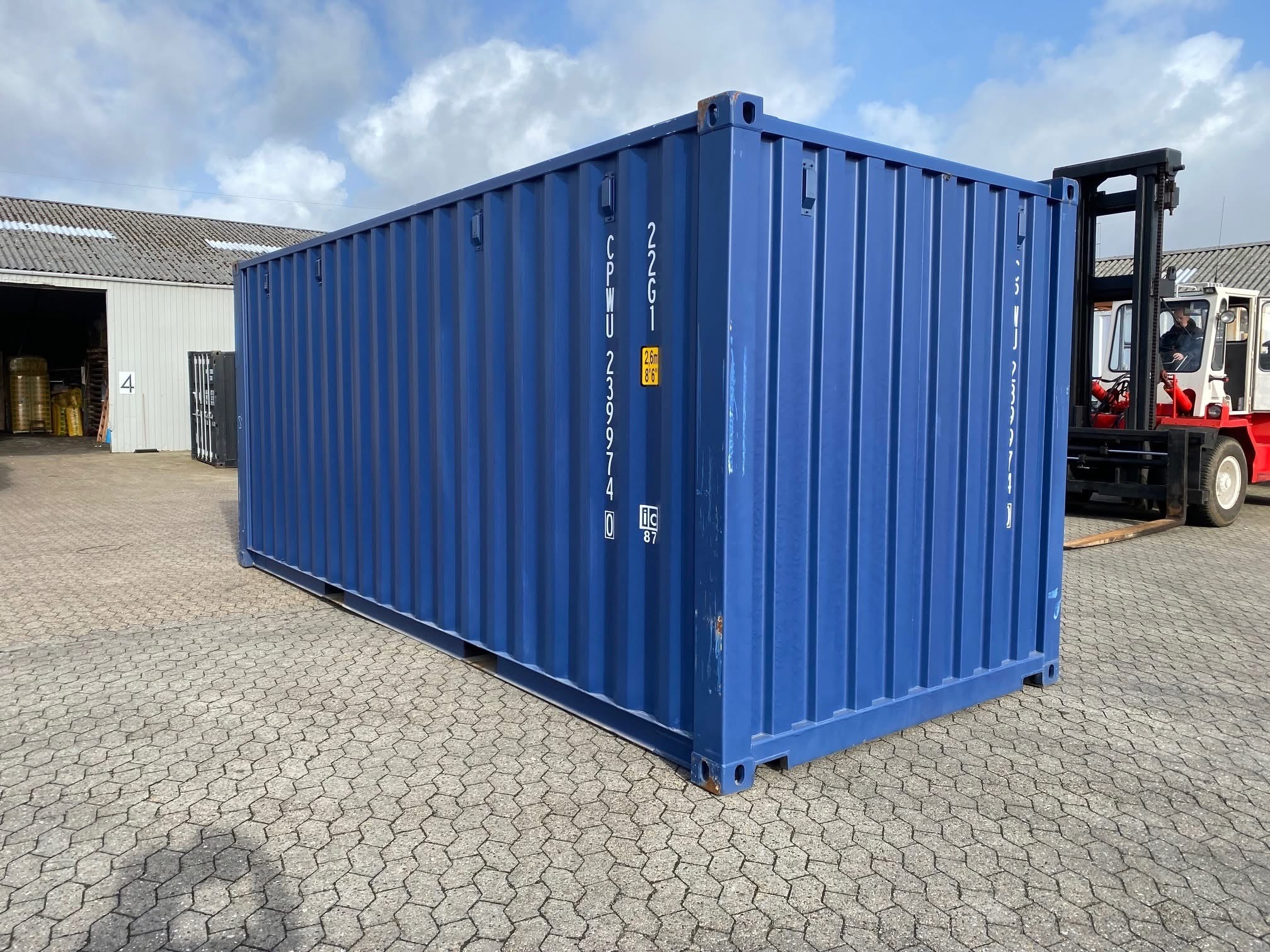 20 fots isolerad container blå vue côté