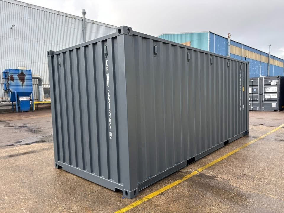 20 fots isolerad container antracitgrå vue côté arrière