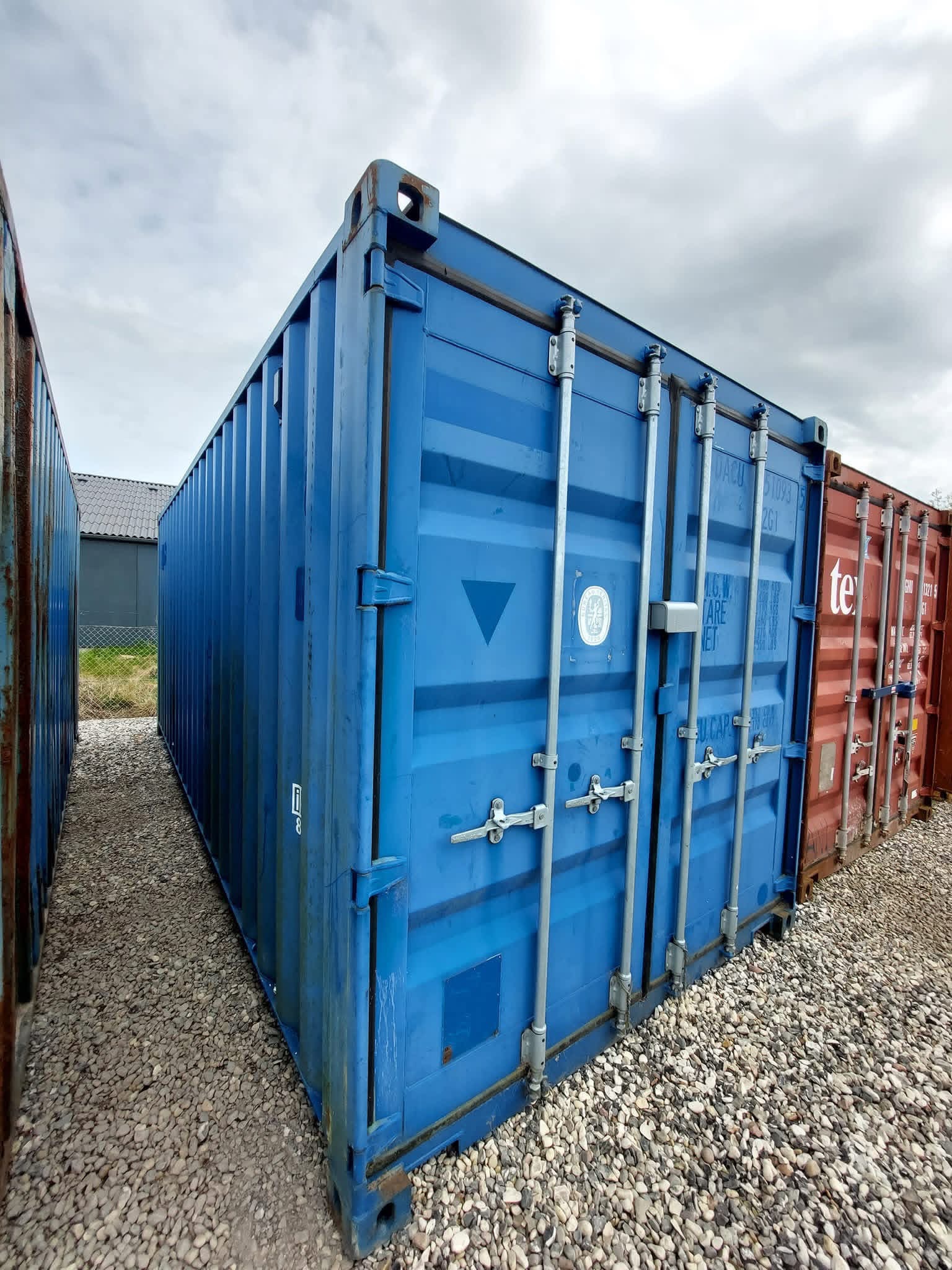 20 fots blå isolerad container 3/4 visning