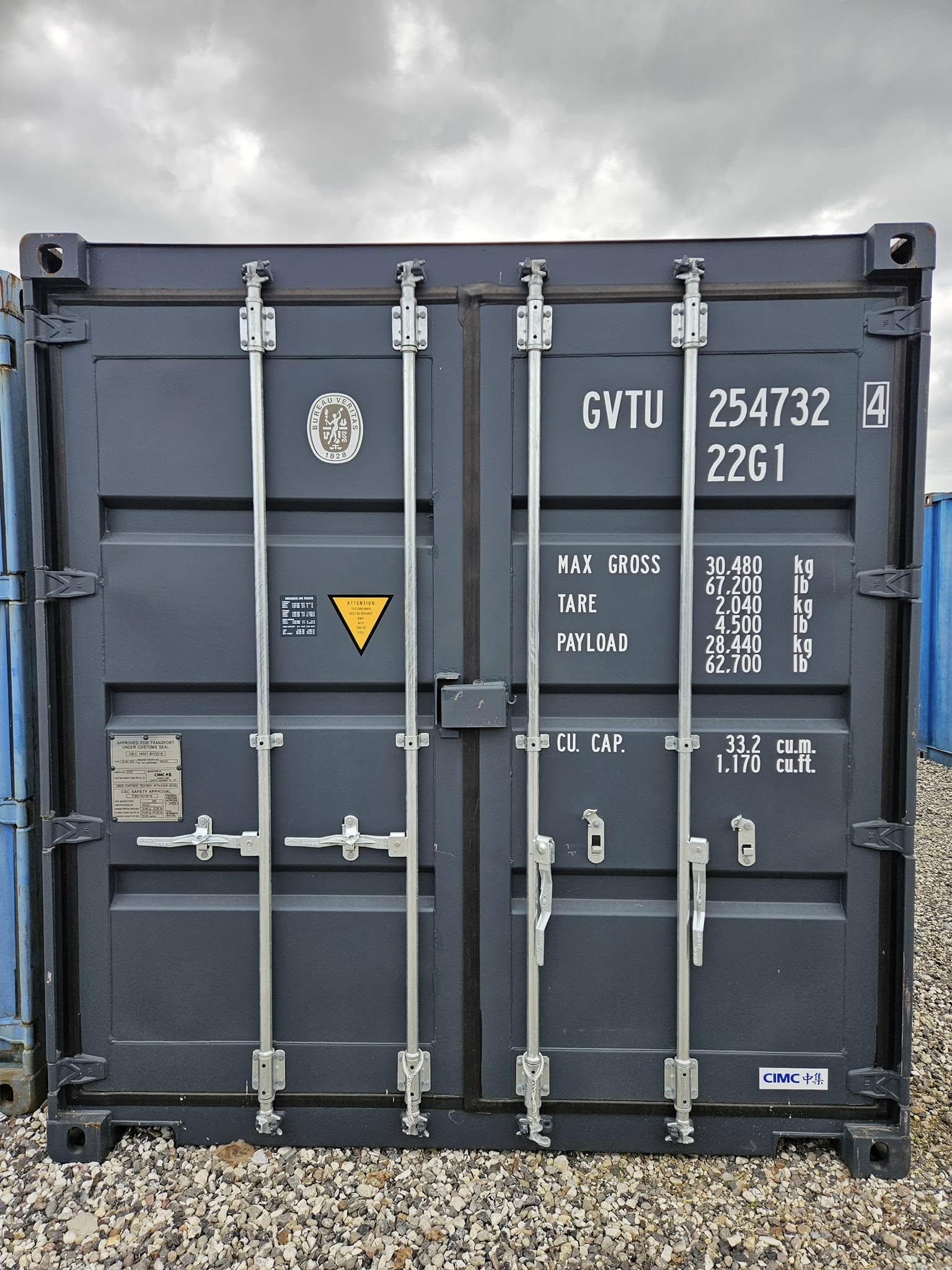 Isoleret container mørkgrå sida