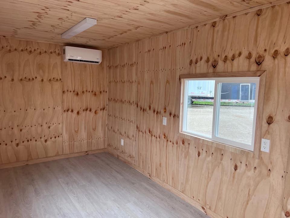 20 fots mørkegrå kontorcontainer intérieur klima vindue