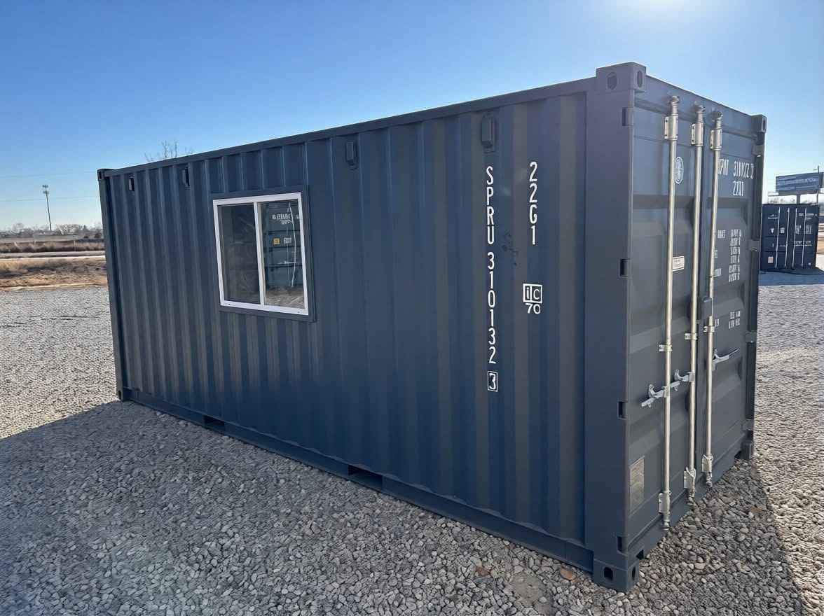 20 fots grå kontorcontainer latérale vindue