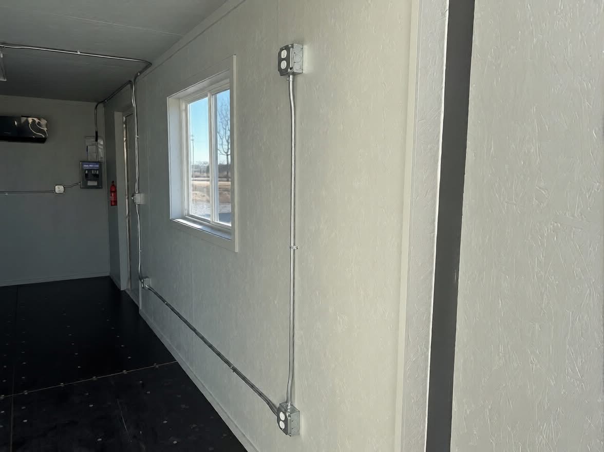 20 fots grå kontorcontainer intérieur vindue stik