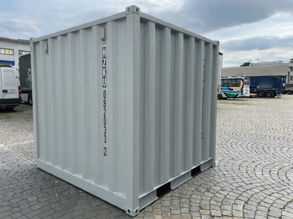 8 fots container hvid 3/4 vinkel