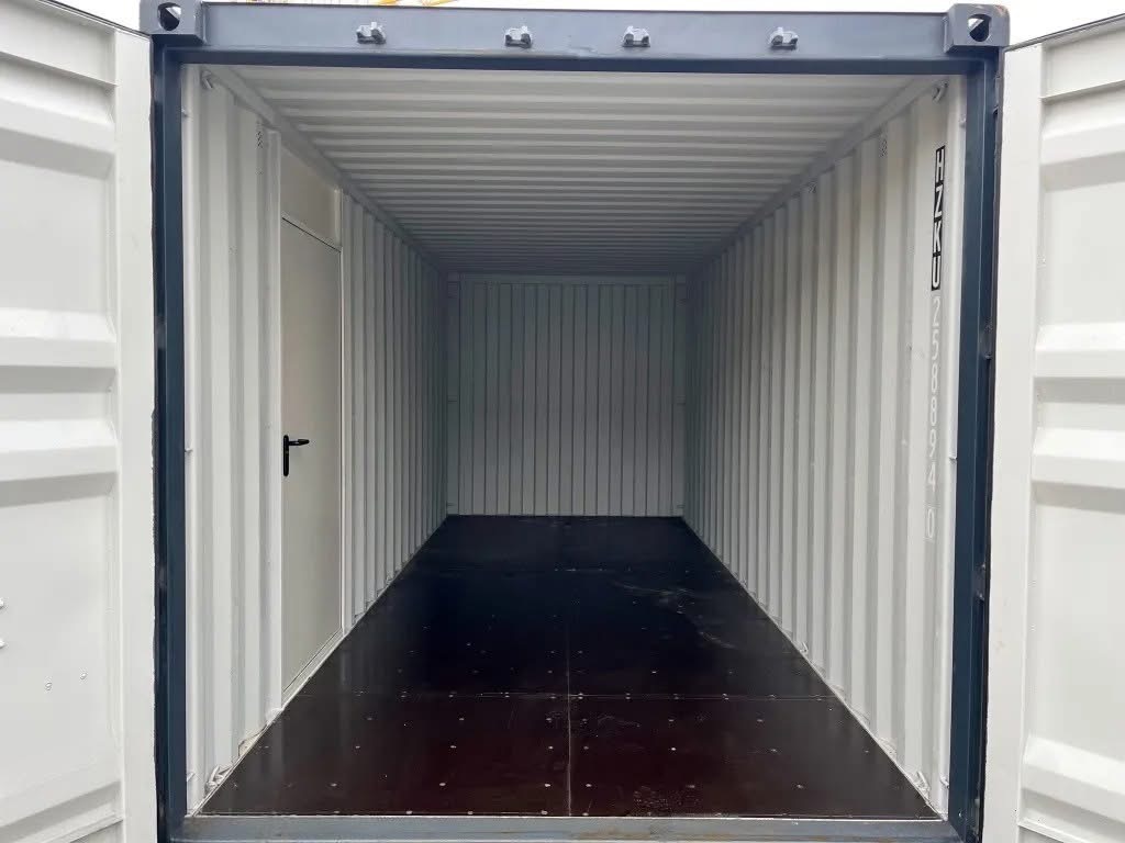 20 fots container antracitgrå intérieur profondeur porte latérale