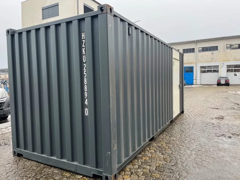 20 fots container antracitgrå vue arrière