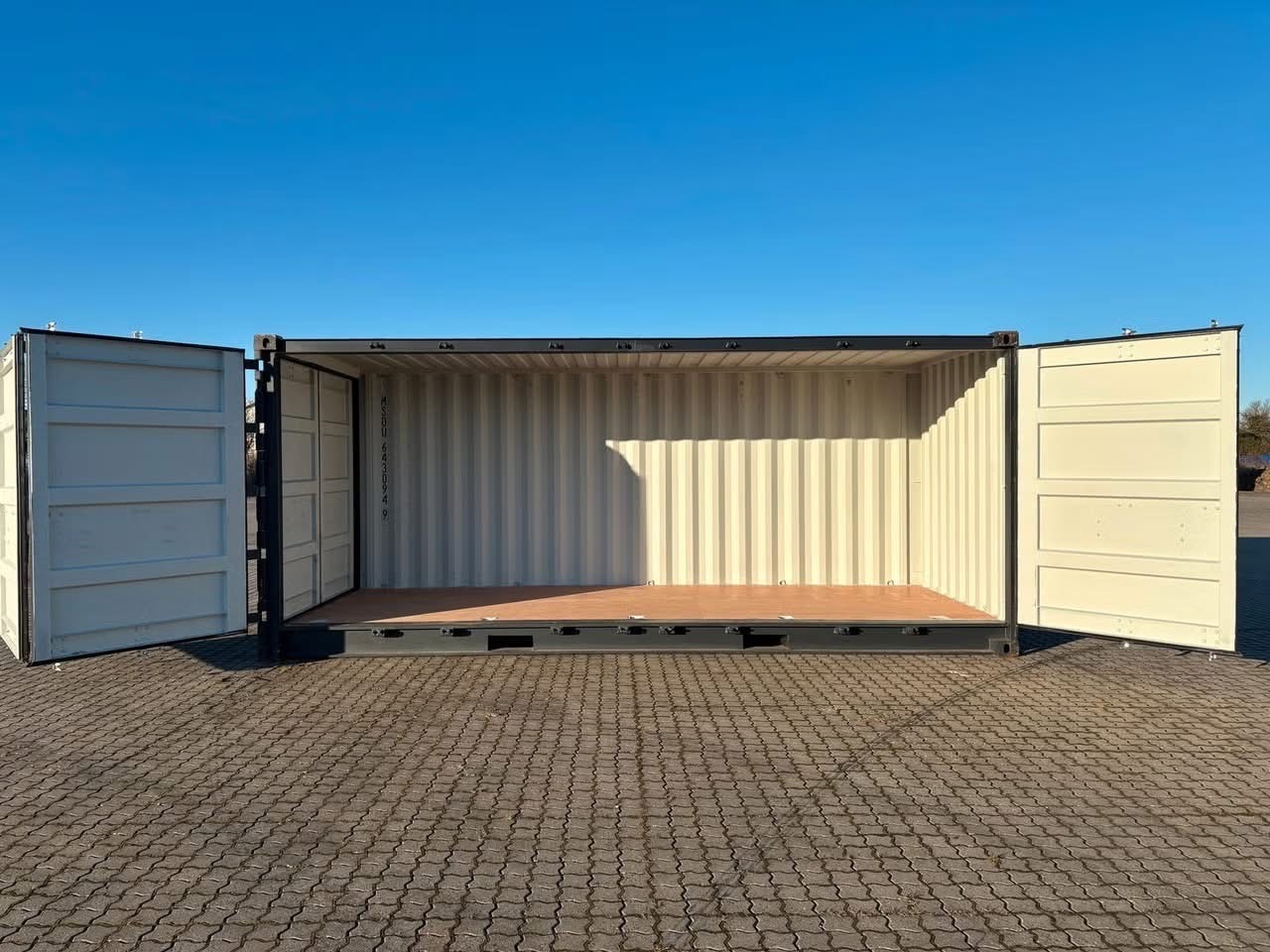 20 fots container sort fuld sidaåbning åben