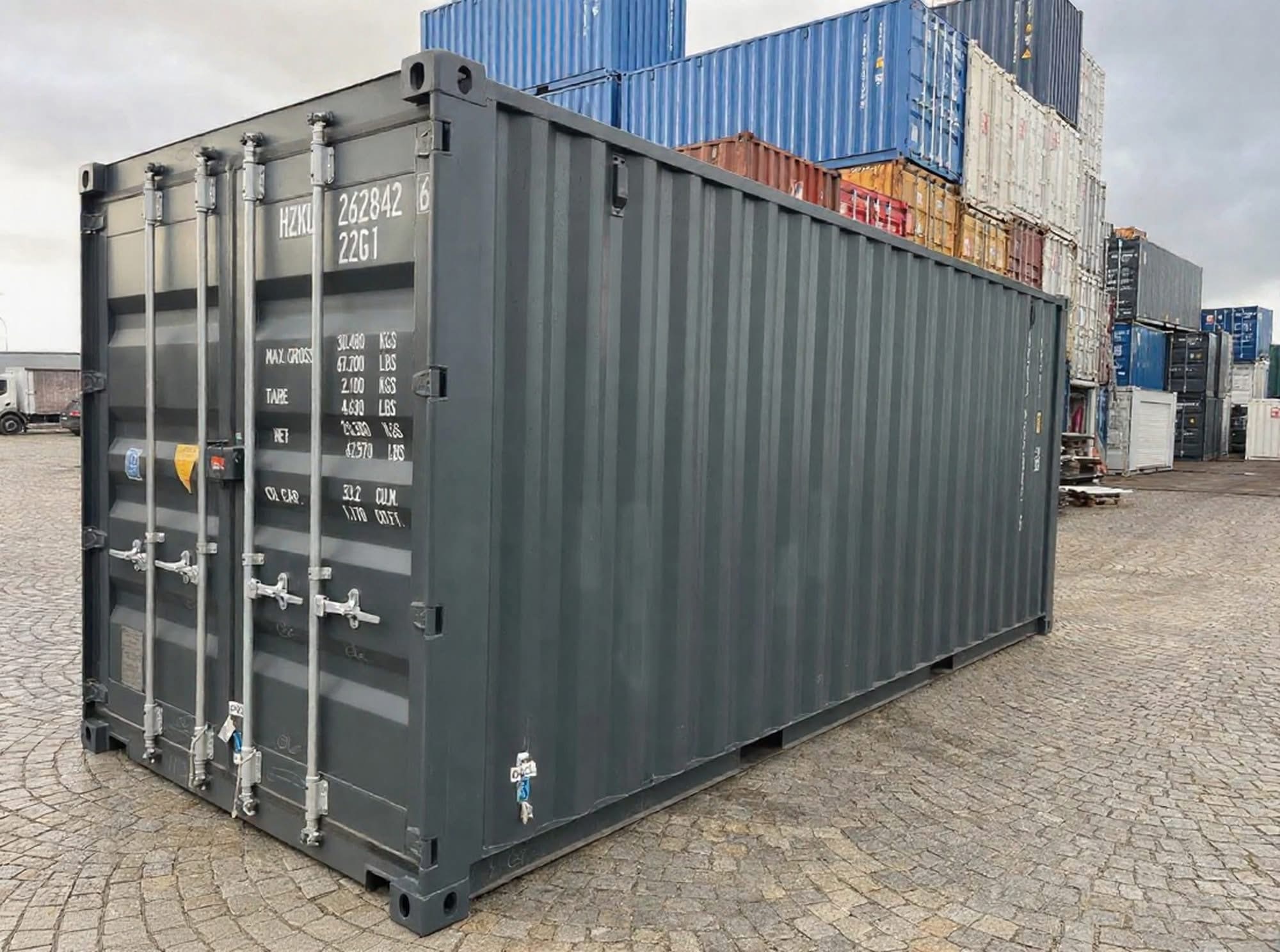 20 fots isolerad container antracitgrå porte données