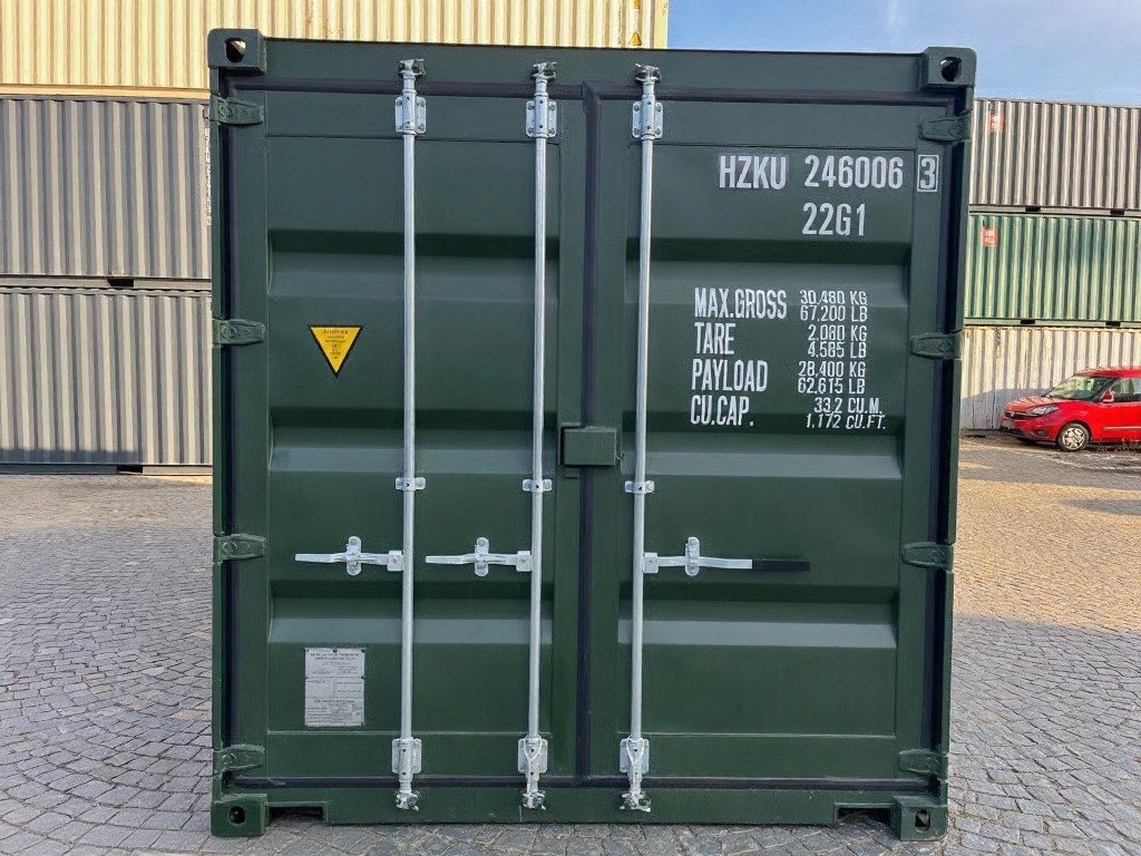 20-fods søcontainer med persondør – Grøn