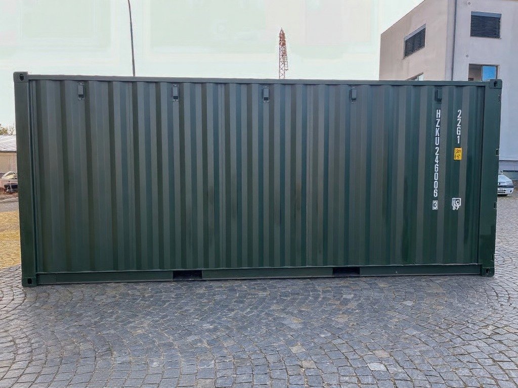 20-fods søcontainer med persondør – Grøn