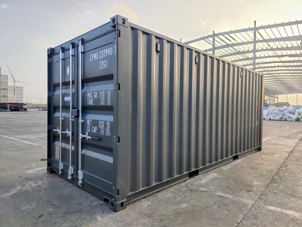 20 fots container sort RAL9005 framsida